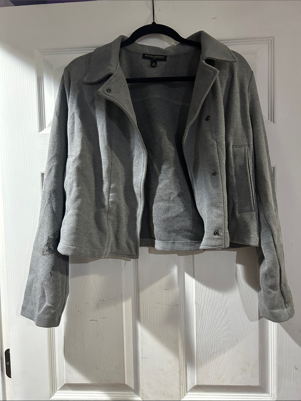 Light Gray Women's Jacket - Casual Collared Coat Sz M